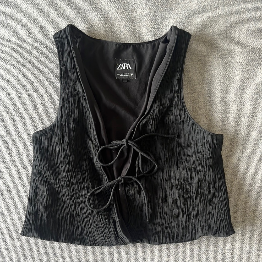 Zara Black Tie Front Top
